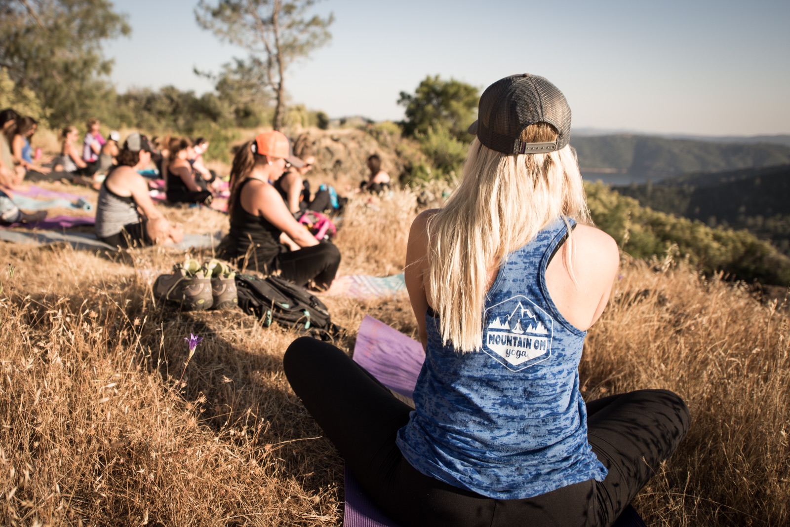 Outdoor group yoga session